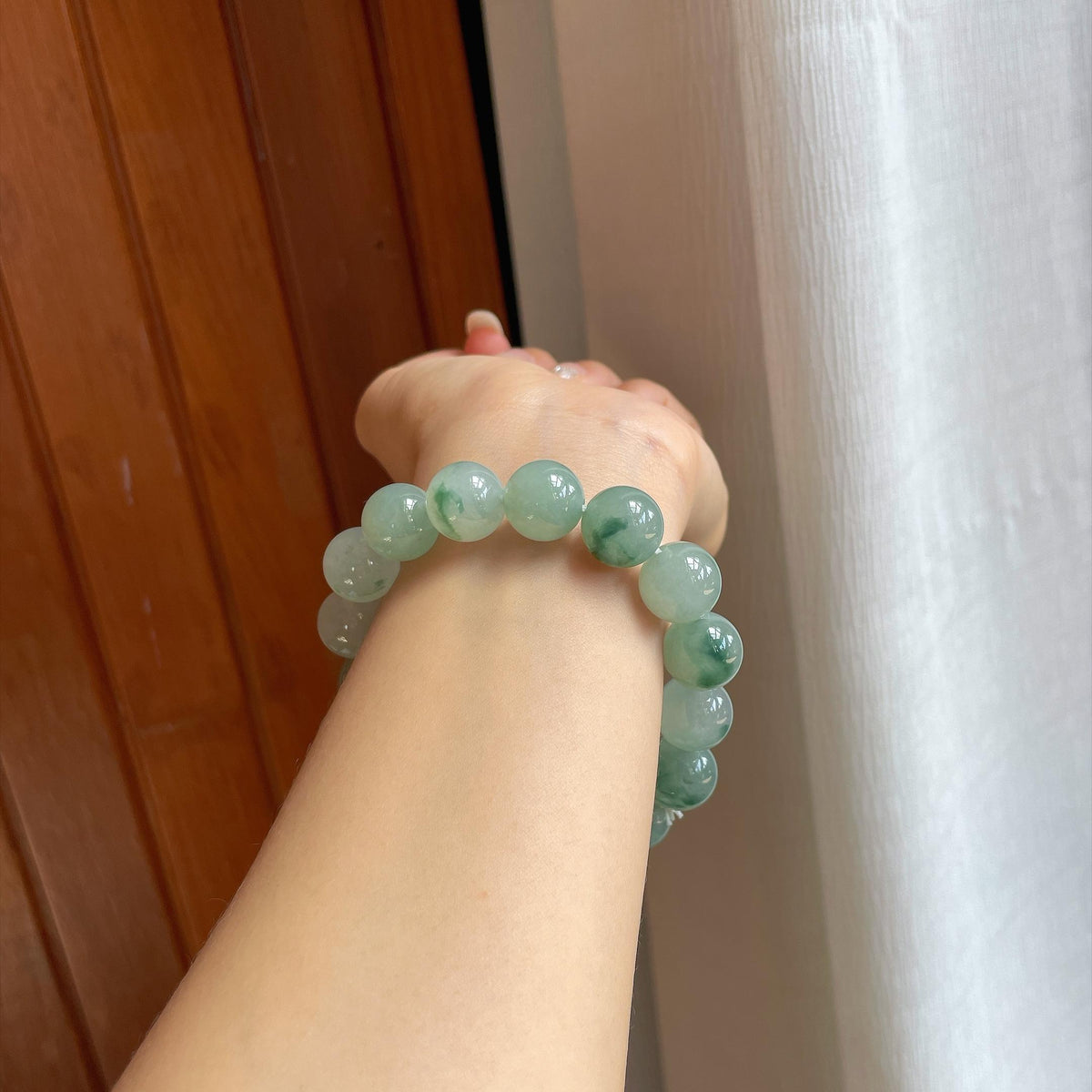 糯冰种飘花珠串手串（yc781104）