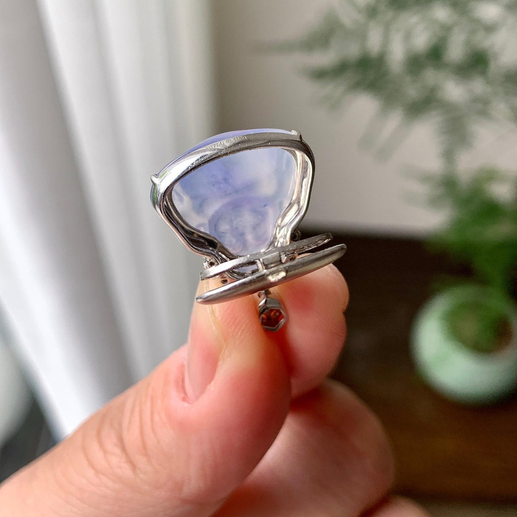 18K金钻镶糯冰种紫罗兰佛公吊坠（yc257223）