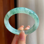 冰种飘花翡翠平安镯（54.6mm)（yc345453）