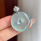 18k金扣蓝晴底翡翠平安扣（yc247159）