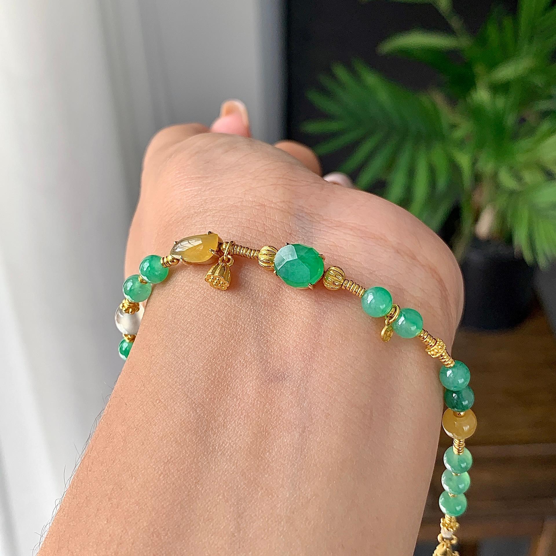 18k金糯冰种多彩手链（yc231061）