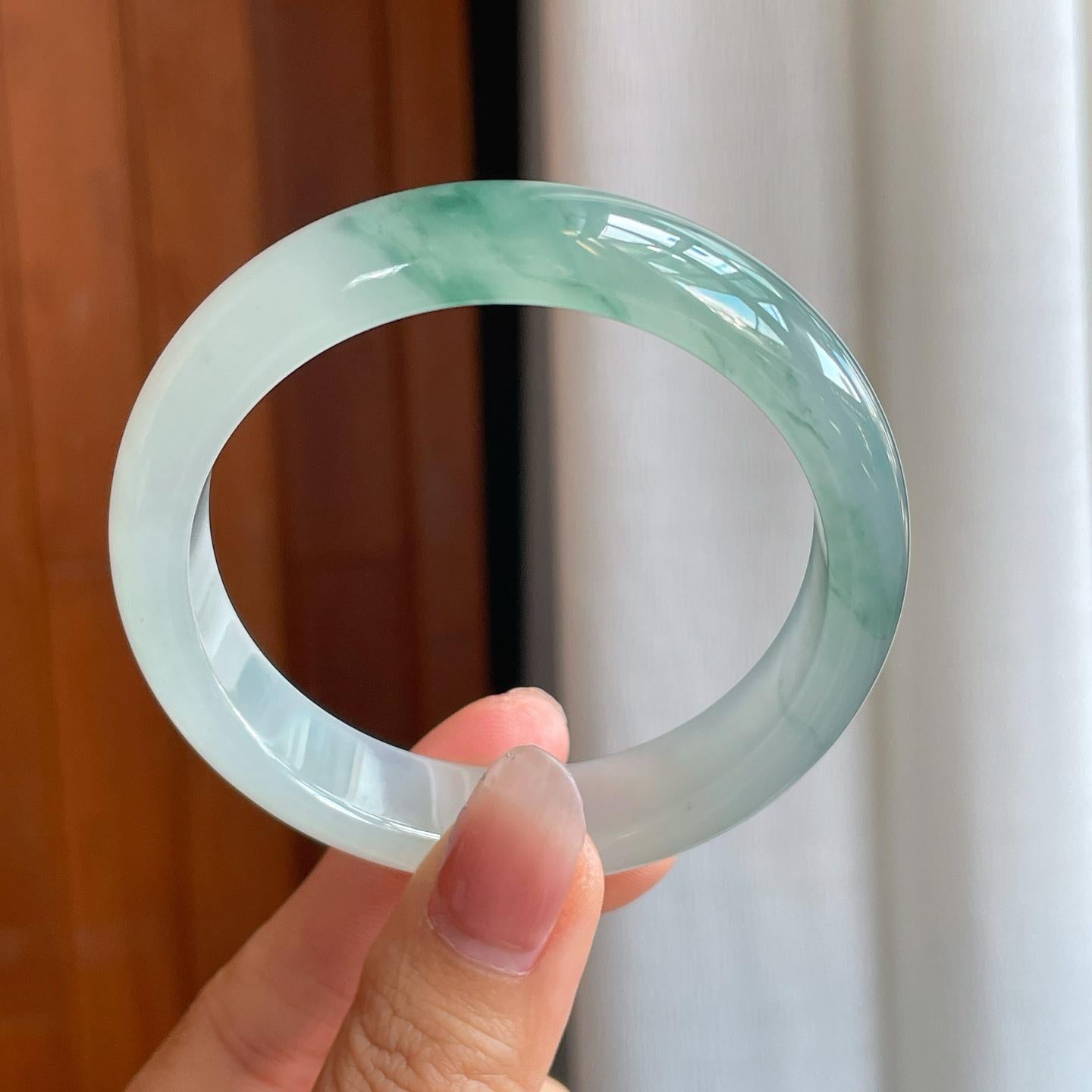 冰种飘花翡翠平安镯（56mm）（yc312874）
