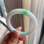 细糯种白底青圆条手镯（53.4mm）（yc293335）
