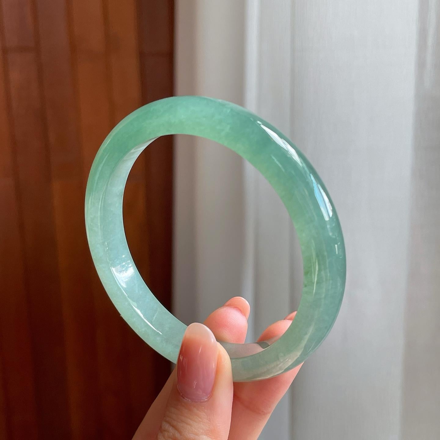 冰种湖水绿翡翠平安镯（58.3mm）（yc333817）