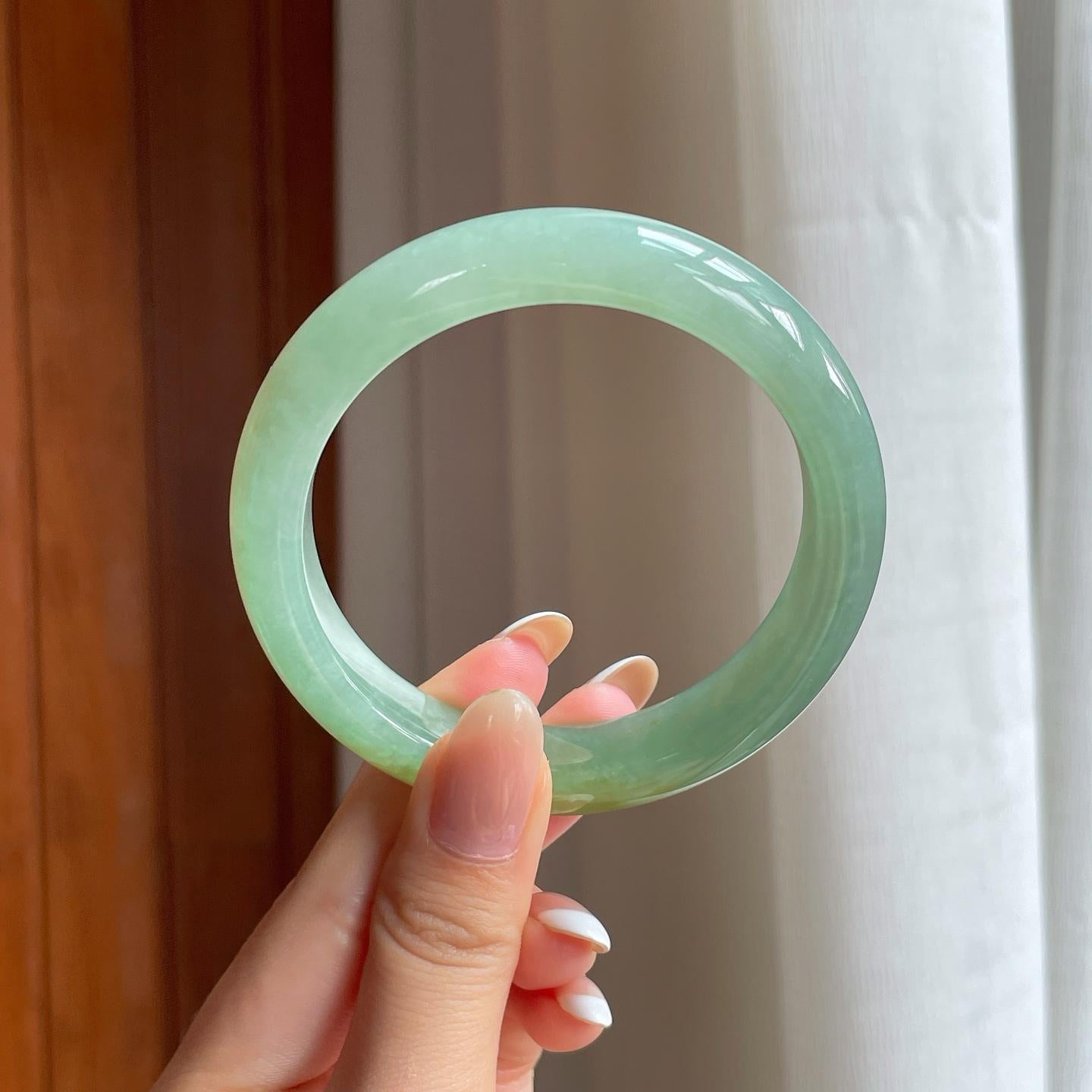 糯冰黄翡翡翠平安镯（58.3mm)（yc397507）