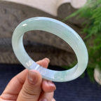 大圈口 细糯种飘蓝花正圈平安镯 60圈口 天然缅甸A货翡翠（yc347597）