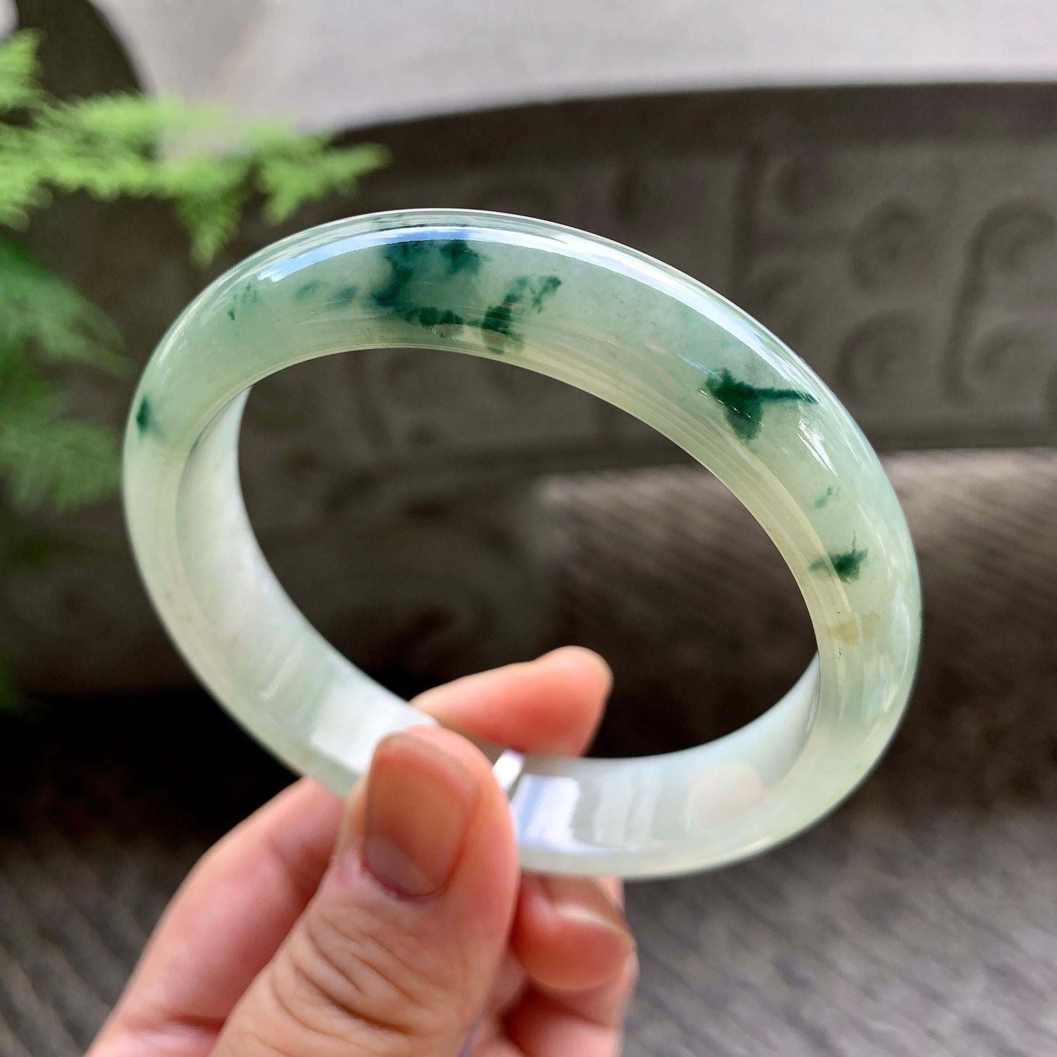 细糯种飘花平安镯（58.8mm）（yc202348）