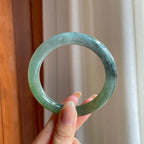 糯冰乌鸡特色翡翠圆条手镯（57.7mm)（yc397509）