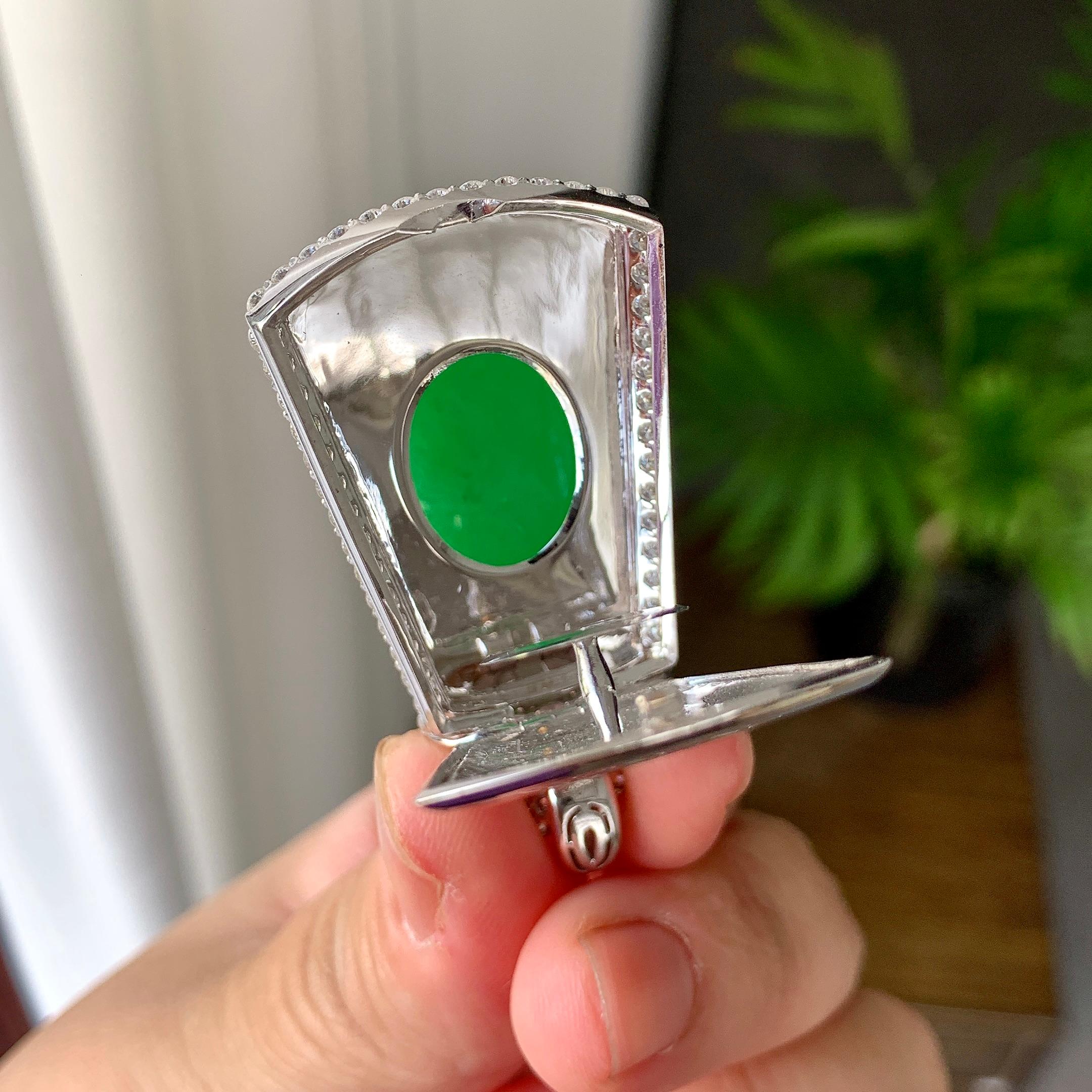 18K金钻镶细糯种满绿无事牌吊坠（yc242681）