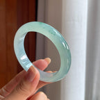 冰种飘花翡翠平安镯(53mm)（yc415388）