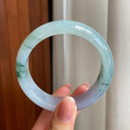 冰种紫罗兰飘花宽版翡翠平安镯（57mm）（yc335314）