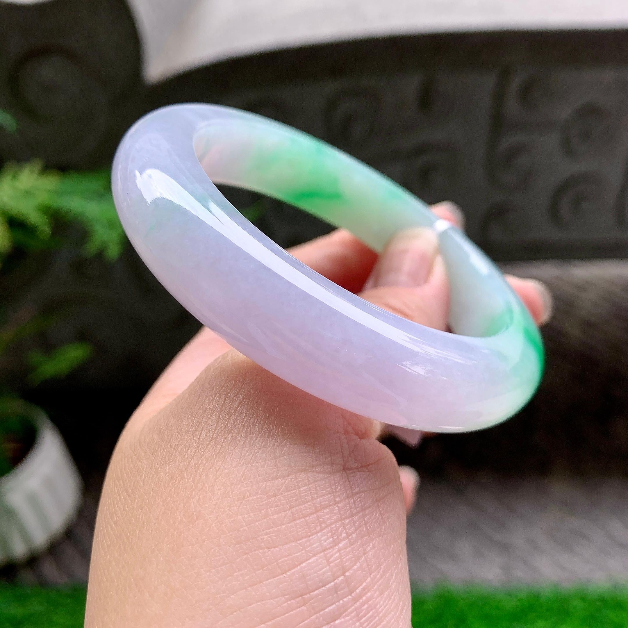 糯冰种春彩平安镯（58mm）（yc253789）