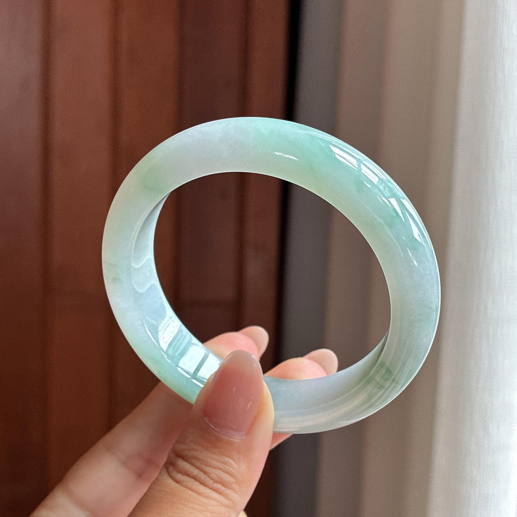 小圈口 糯冰飘花正圈平安镯 50圈 天然缅甸Ａ货翡翠（yc502535）