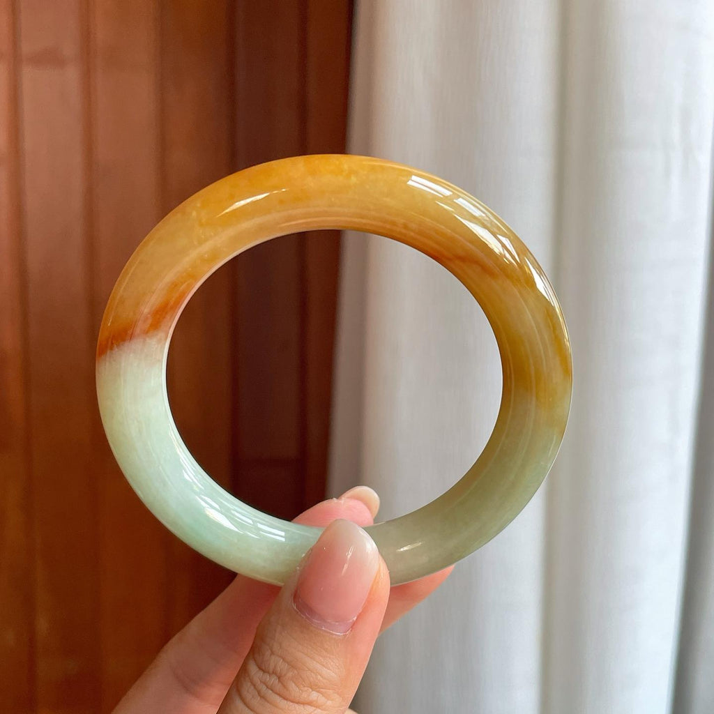 糯冰红翡翡翠圆条手镯（57mm）（yc400199）