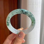 冰种水墨花 飘花翡翠平安镯（53mm）（yc404785）