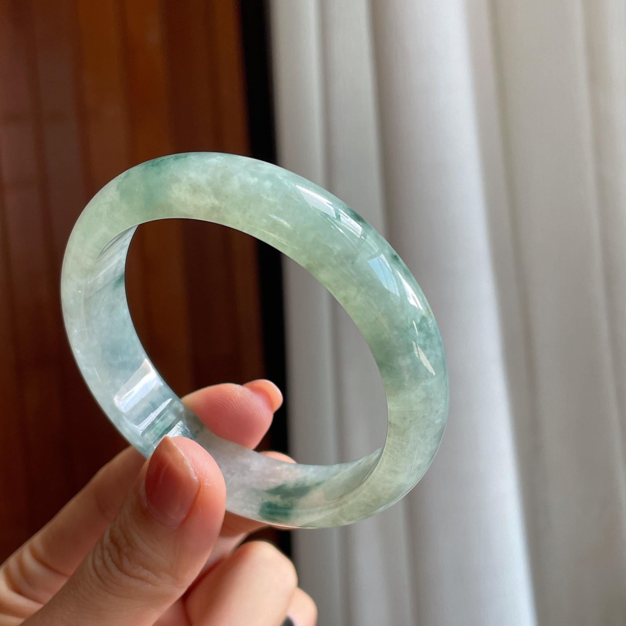 糯冰飘花翡翠平安镯（58.5mm）（yc285958）