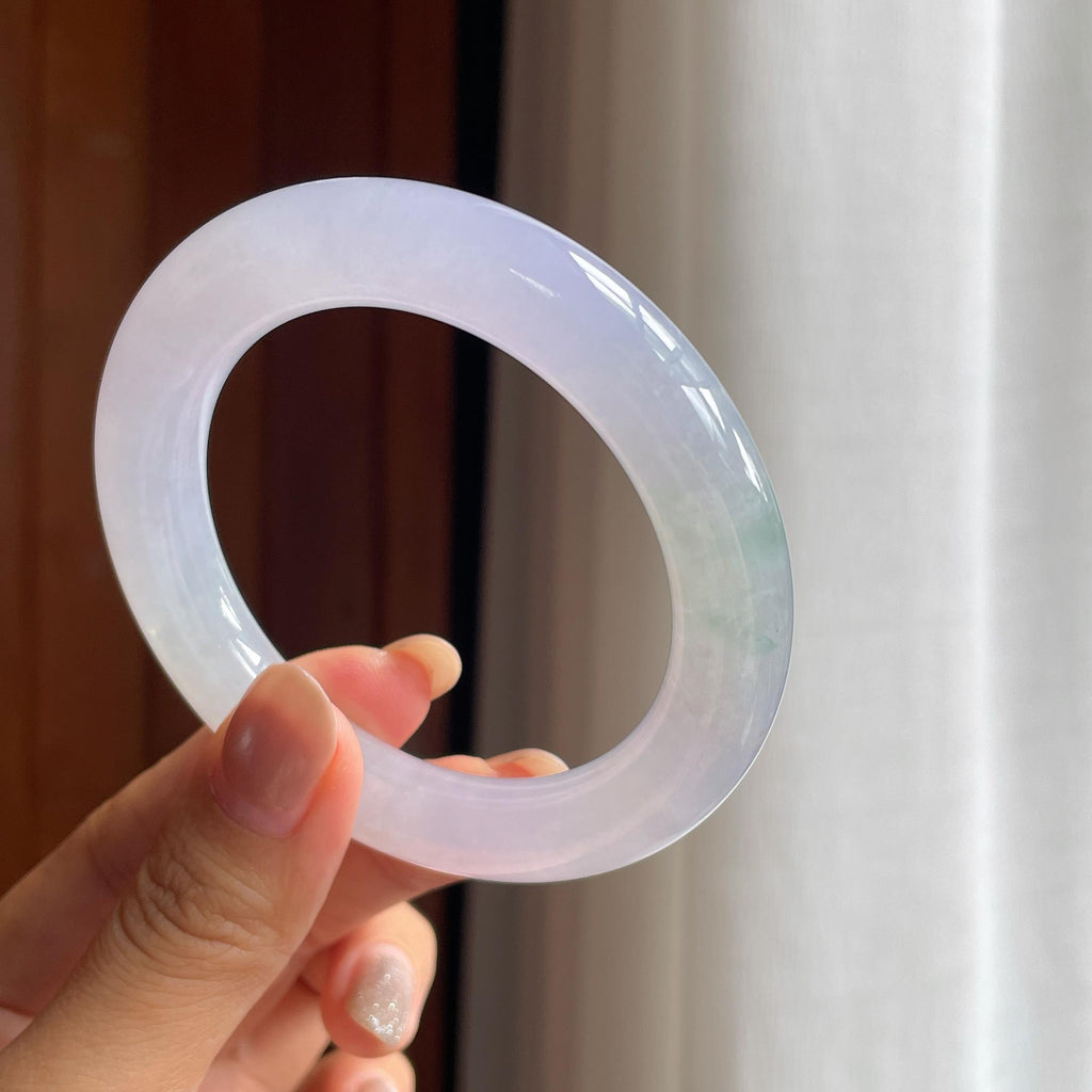 冰种淡春底翡翠圆条手镯（54.5mm）（yc424276）