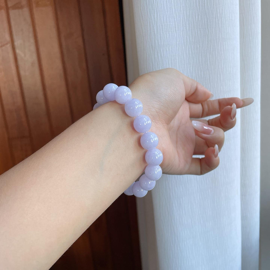 糯冰紫罗兰翡翠珠串手串（yc266476）