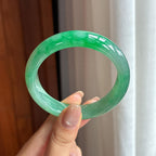 糯冰满绿翡翠平安镯 55圈（yc436447）