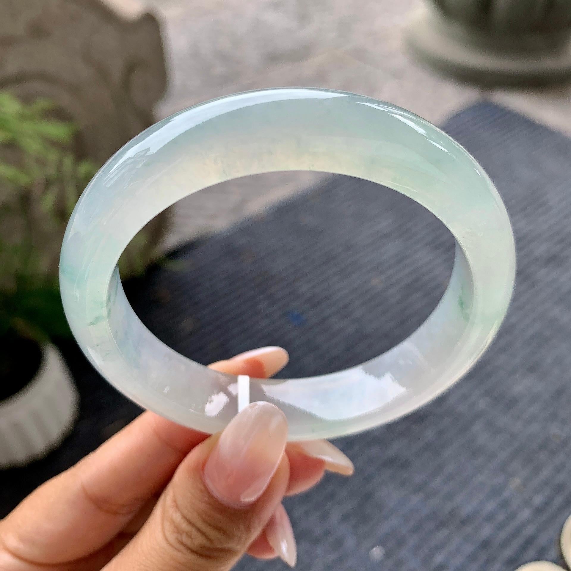 糯冰种飘花平安镯（57.7mm）（yc196497）
