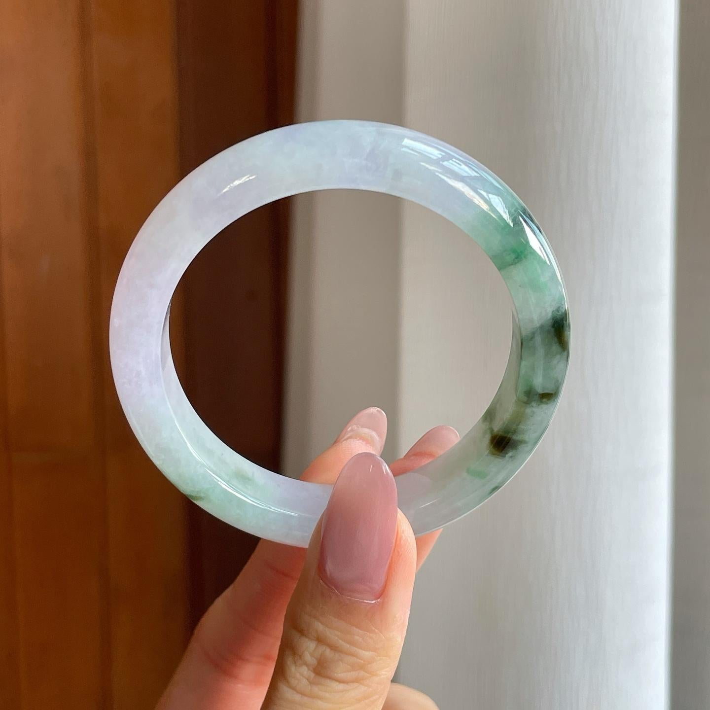 糯冰飘花翡翠平安镯（51.8mm）（yc286507）