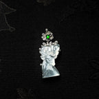 18k金镶玻璃种无色翡翠鹿吊坠（yc255713）