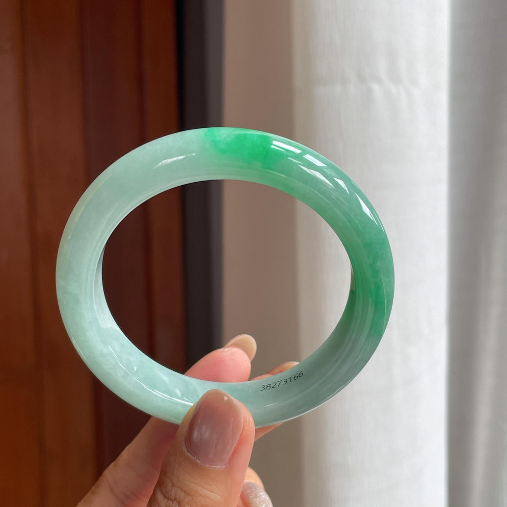 糯冰带色翡翠平安镯（58mm）（yc404808）
