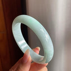 糯冰种淡晴底带色翡翠平安镯（57mm)（yc217412）