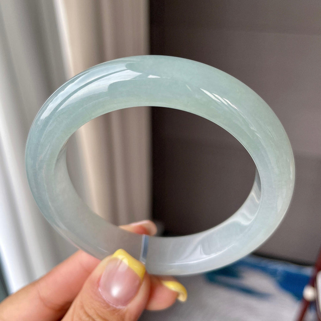 细糯种蓝底正圈平安镯56.4圈    天然缅甸A货翡翠（yc362909）