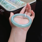 糯冰湖水蓝圆条翡翠手镯（56mm）（yc017381）