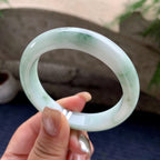 细糯种飘绿花正圈平安镯  54.5圈口  天然缅甸A货翡翠（yc441131）