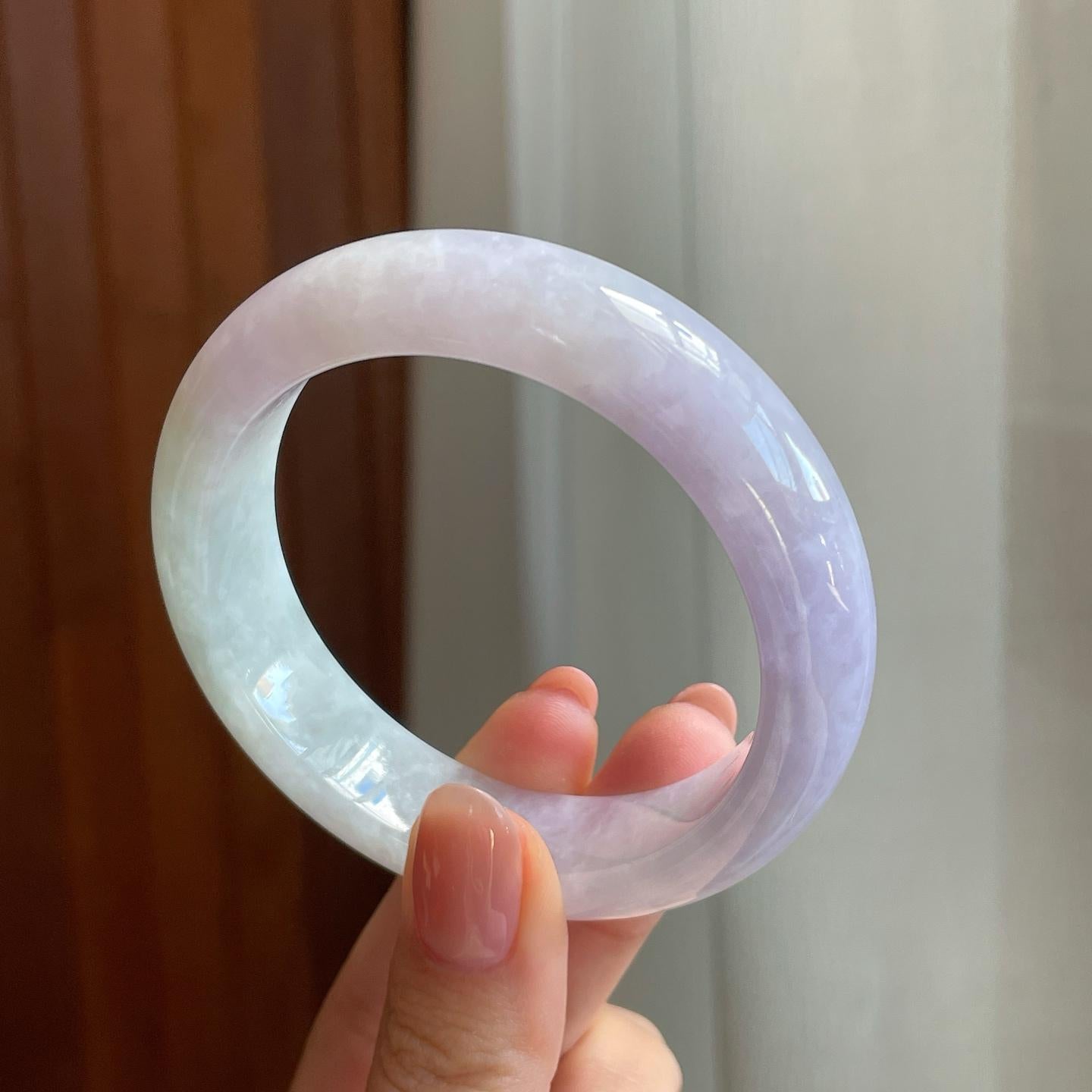 糯冰淡春底带色平安镯（54.7mm)（yc320783）