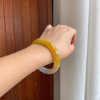 糯冰黄翡翡翠平安镯（61mm）（yc277399）