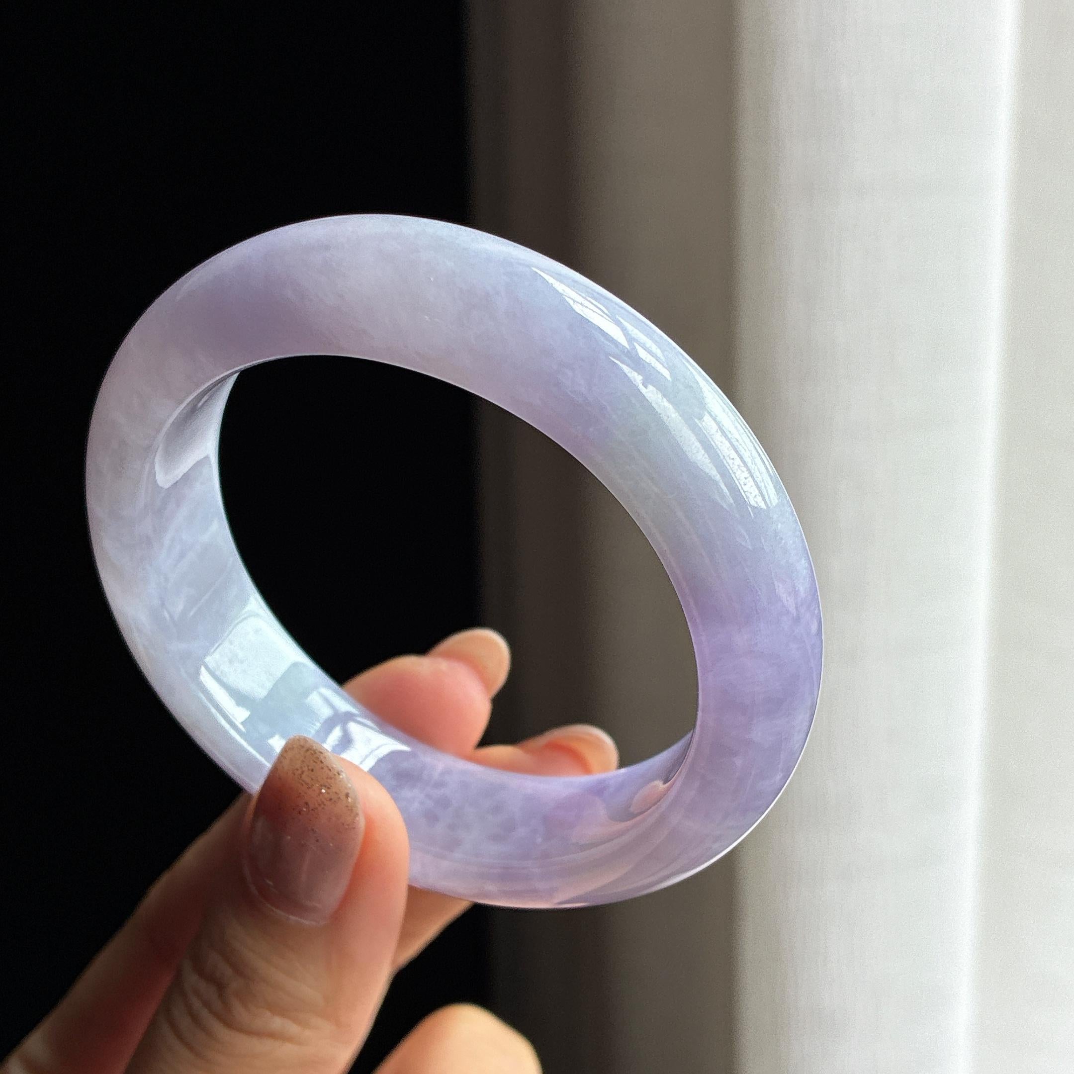 糯冰紫罗兰翡翠平安镯 54圈天然缅甸A货翡翠（yc440561）