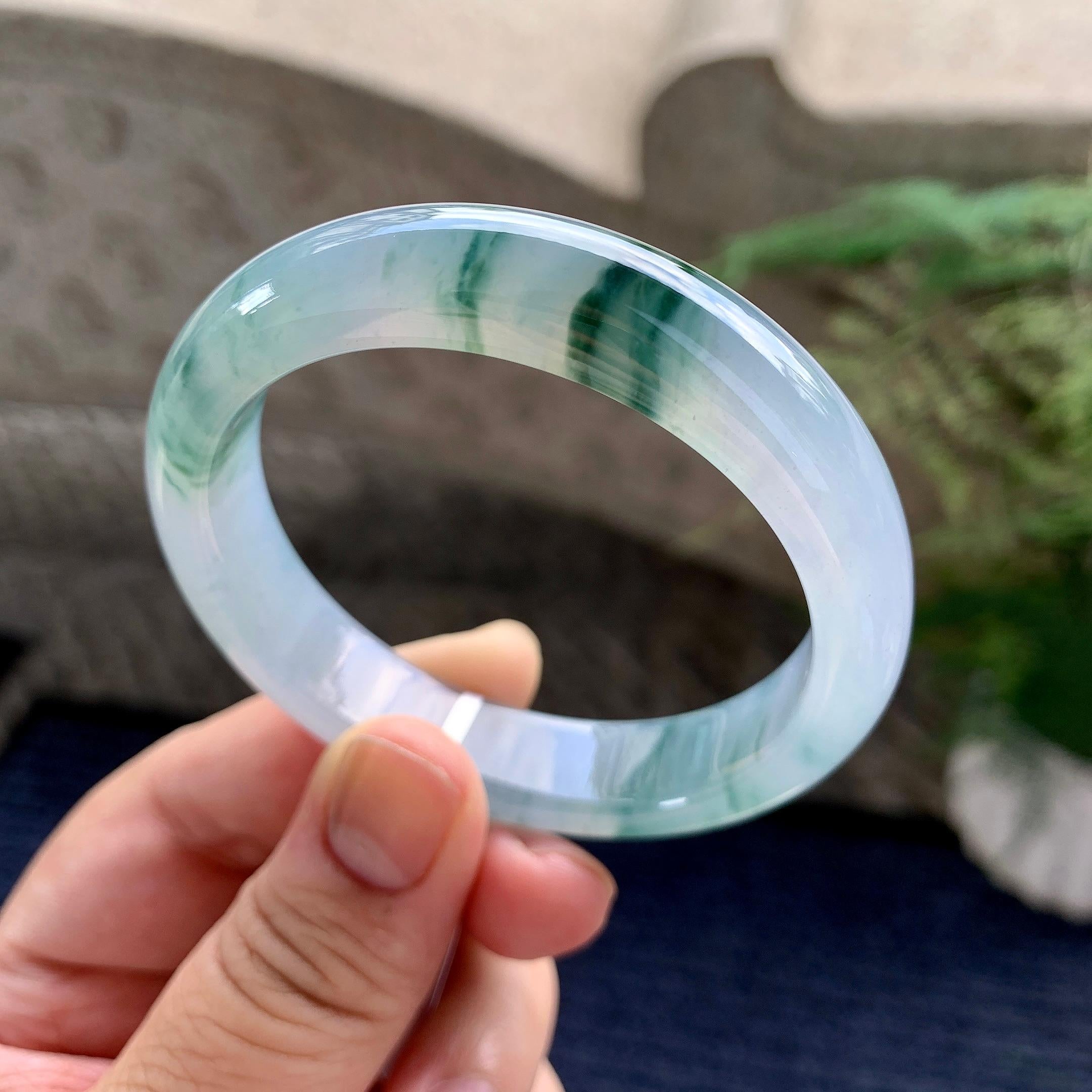 糯冰种飘花平安镯（51.2mm）（yc226065）