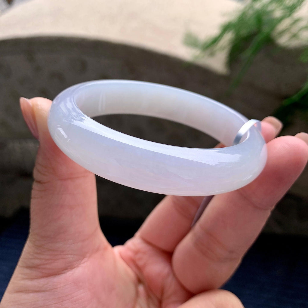细糯种带底色正圈平安镯 56圈口 天然缅甸A货翡翠（yc493664）