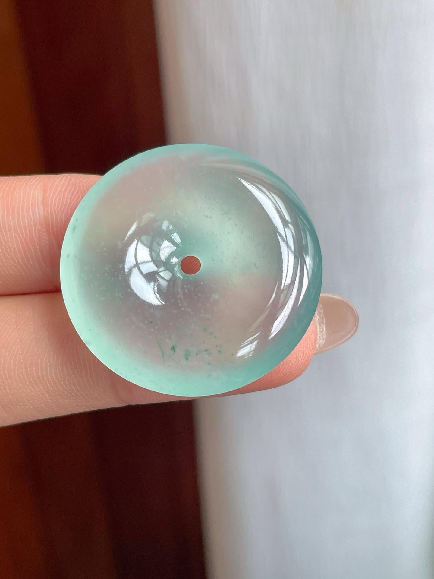 冰种晴底飘花翡翠平安扣（yc238169）