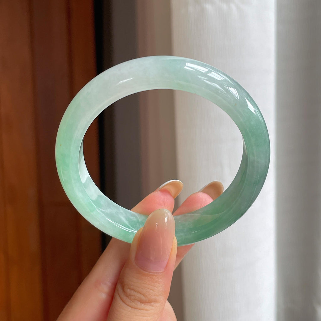 糯冰带色翡翠平安镯（54.6mm)（yc407464）