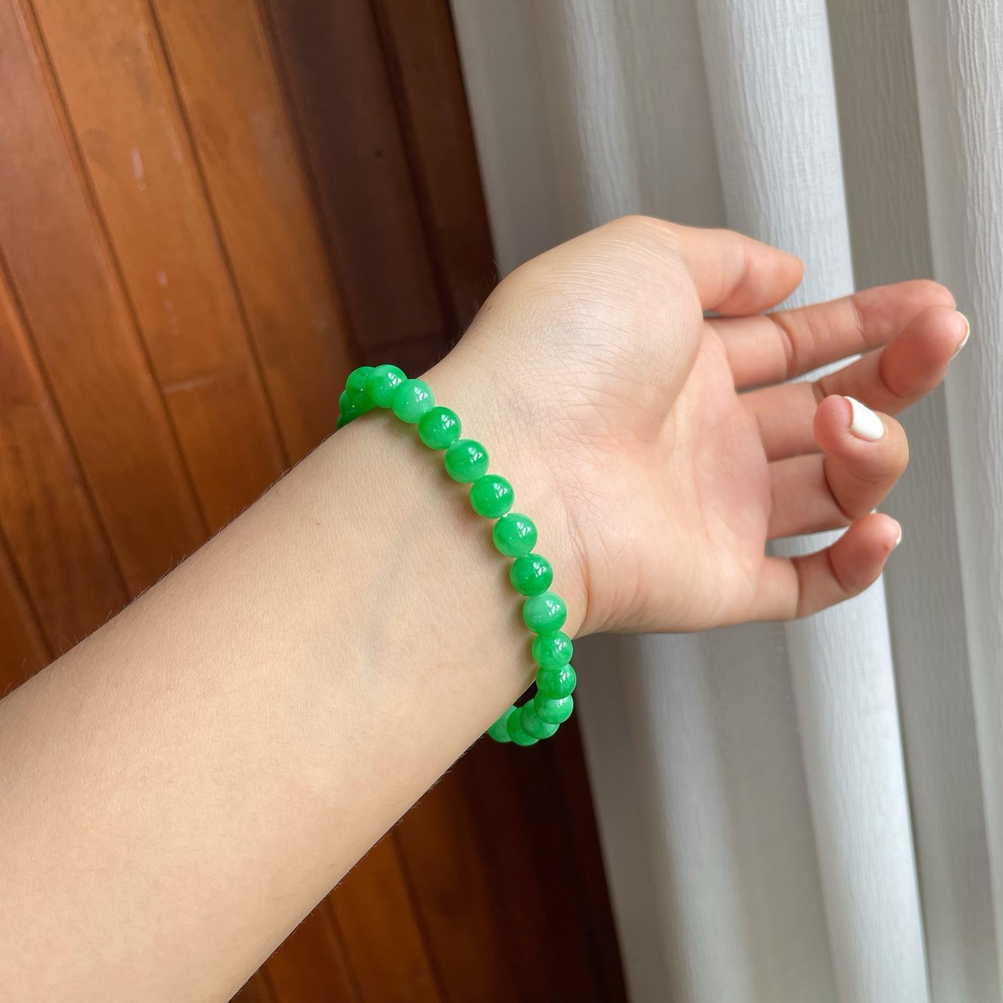 糯冰满绿翡翠珠串手串（yc247646）