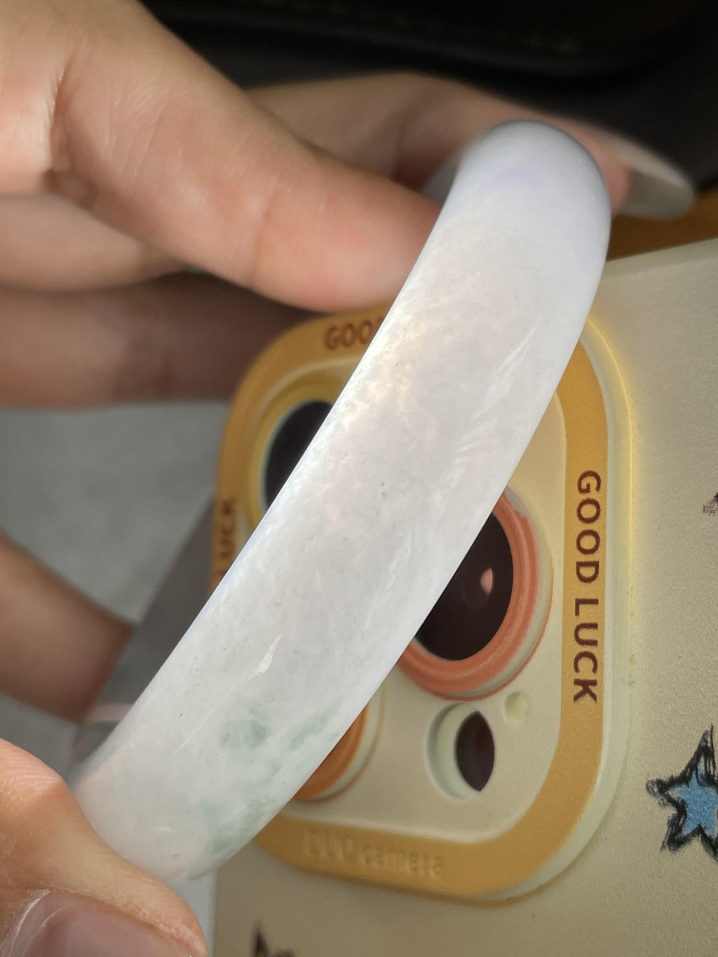 细糯种飘蓝花正圈平安镯57.7圈     天然缅甸A货翡翠（yc348221）