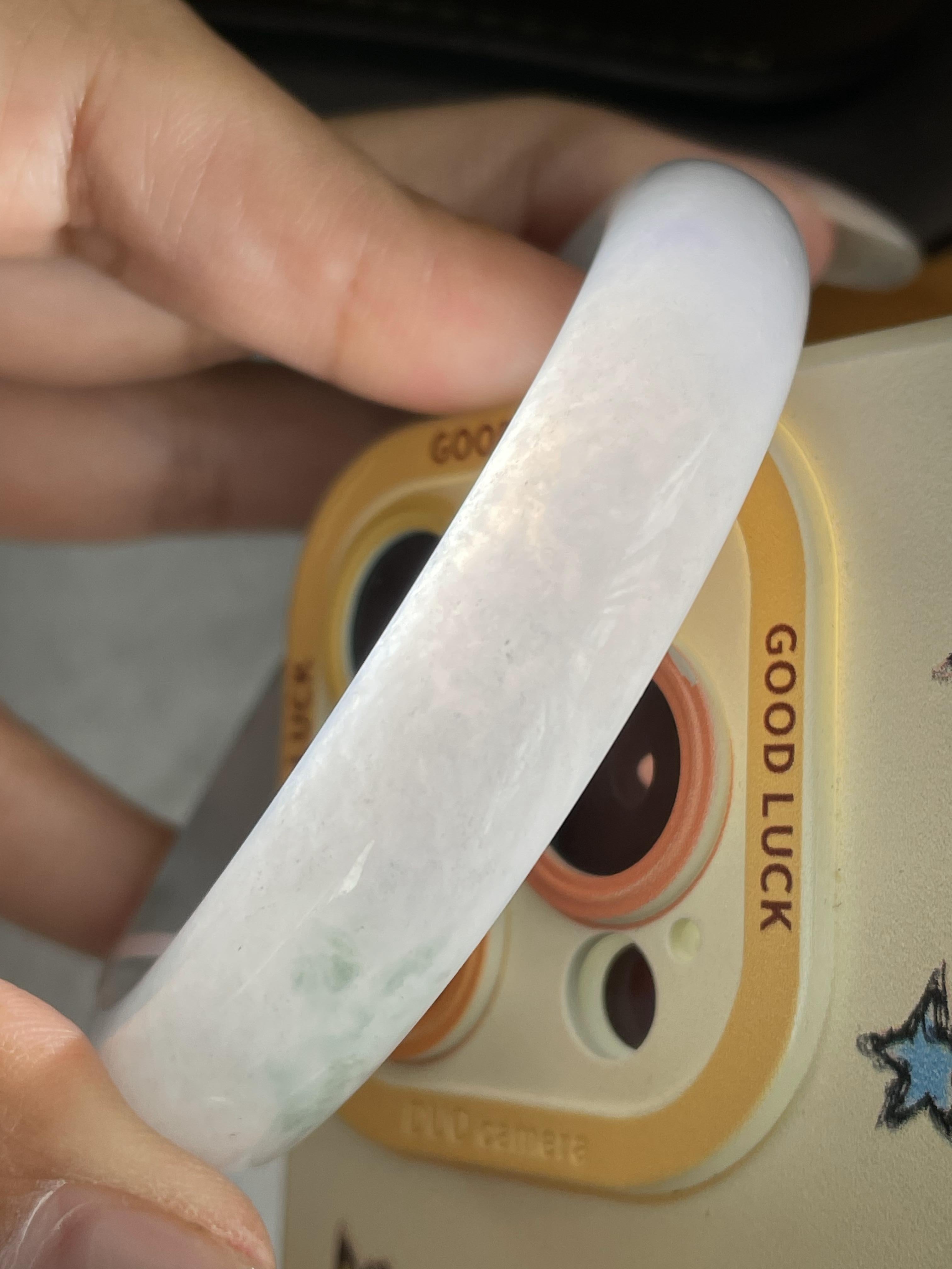 细糯种飘蓝花正圈平安镯57.7圈     天然缅甸A货翡翠（yc348221）