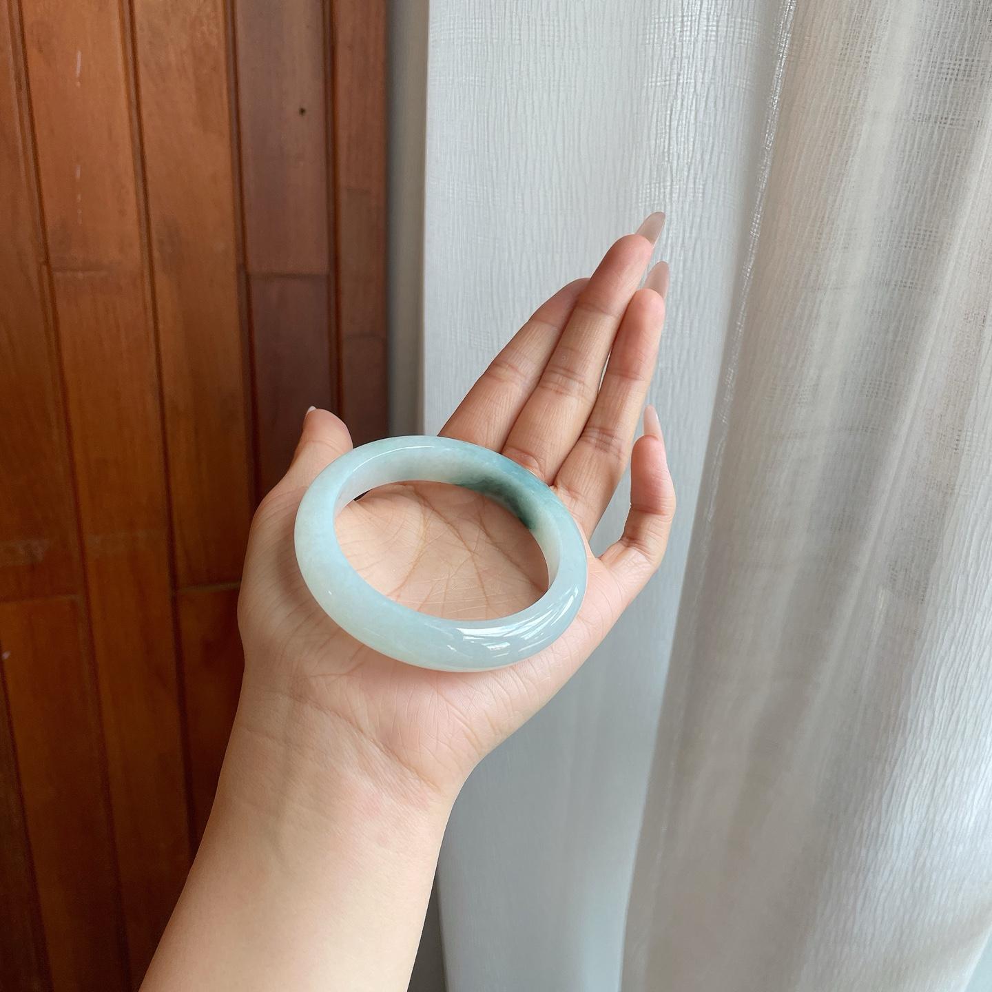 糯冰飘花翡翠平安镯（55.7mm）（yc279380）