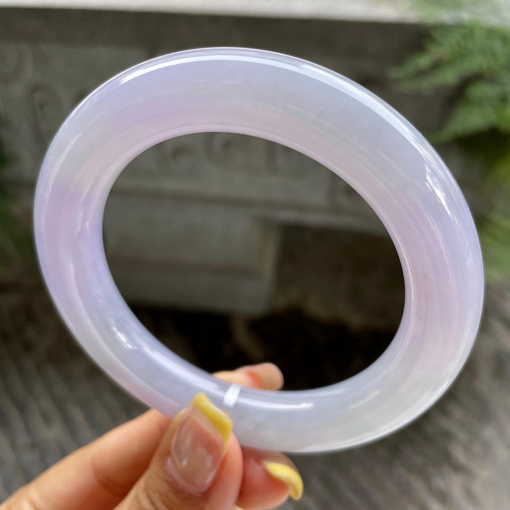 大圈口    细糯种紫罗兰圆条手镯59.1圈       天然缅甸A货翡翠（yc390016）