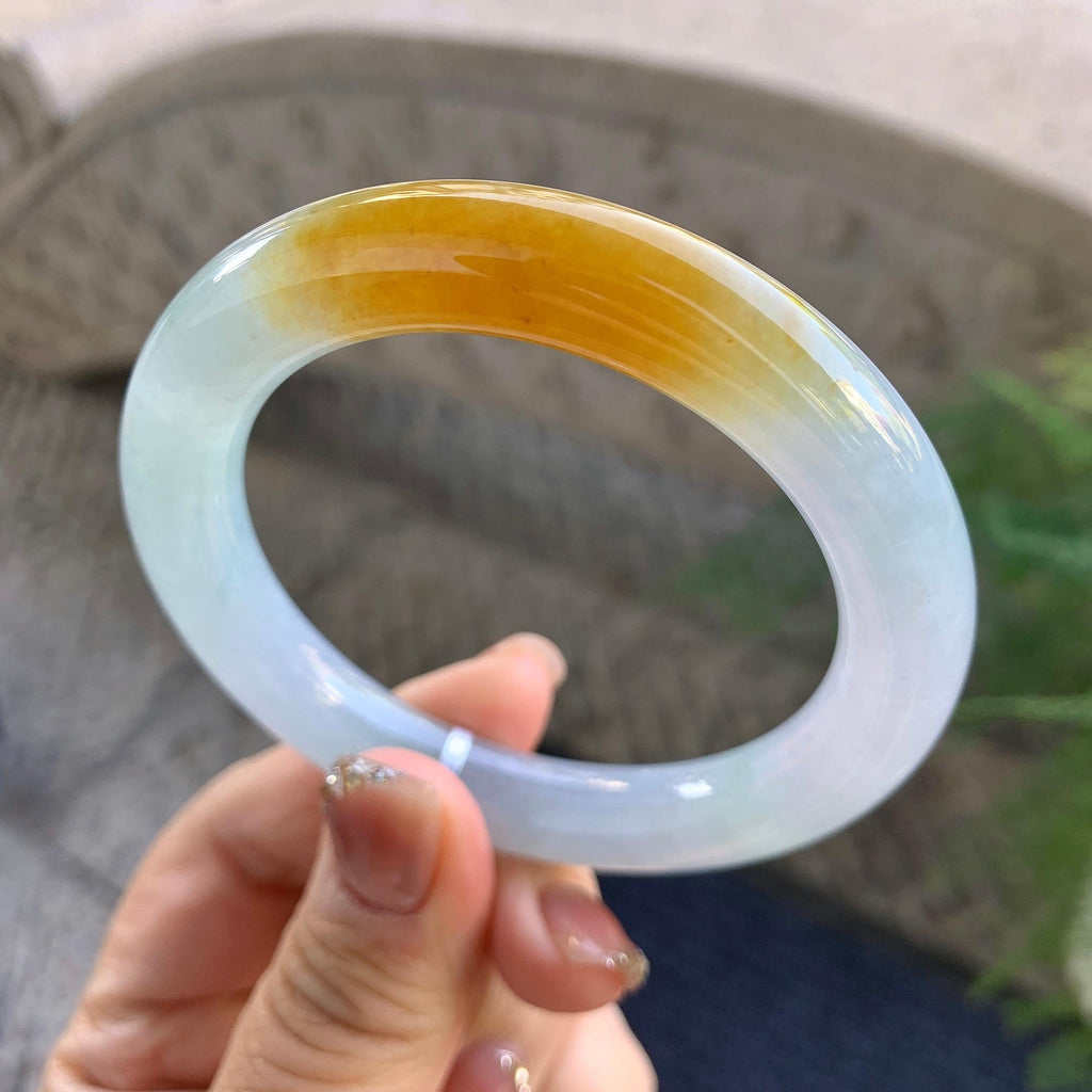 糯冰种黄翡圆条手镯（54.3mm）（yc276215）