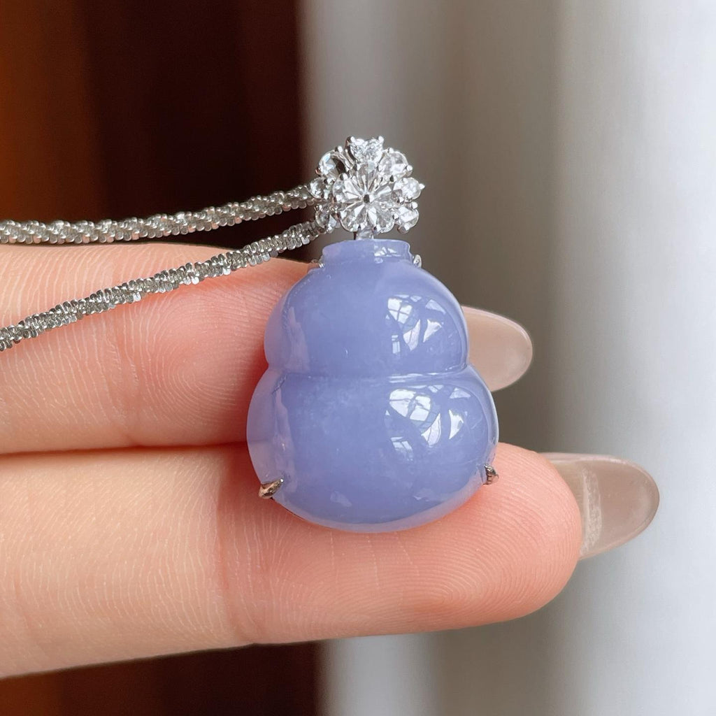 18k金镶糯冰紫罗兰翡翠葫芦（yc240379）