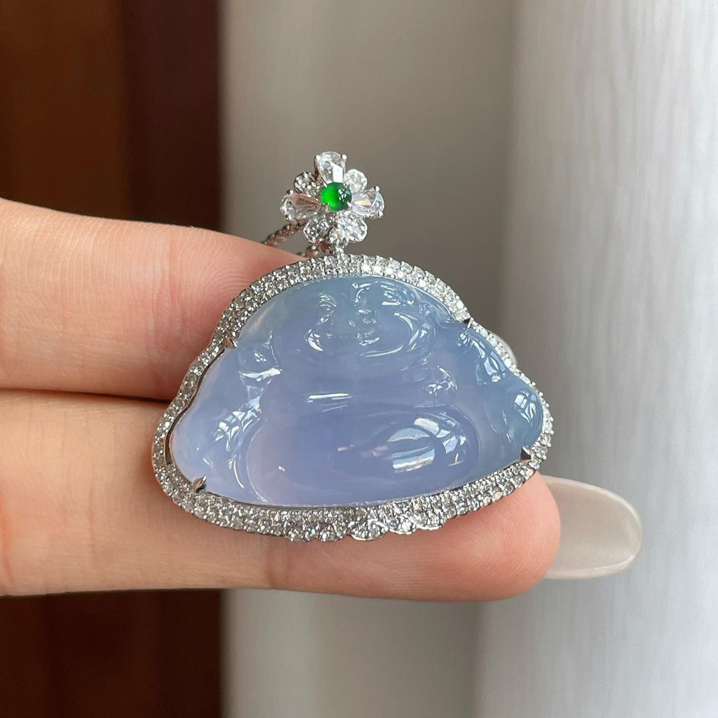 18k金钻镶糯冰紫罗兰翡翠佛公（yc264166）