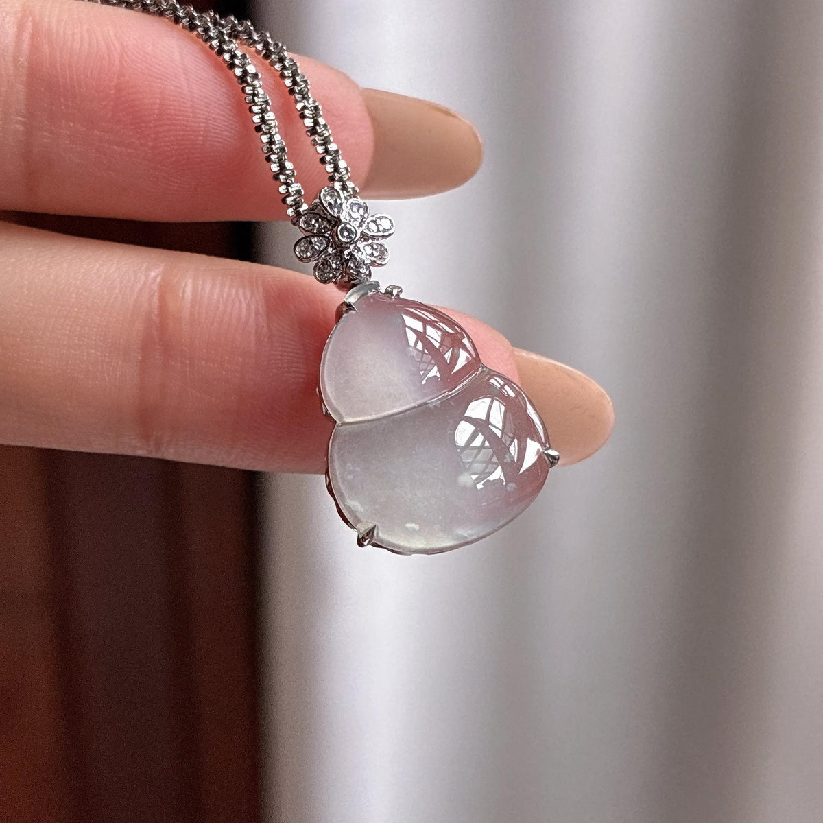 18k金镶冰种雪花棉葫芦挂件（yc765886）