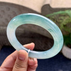 糯冰种飘花圆条手镯（56.3mm）（yc228503）