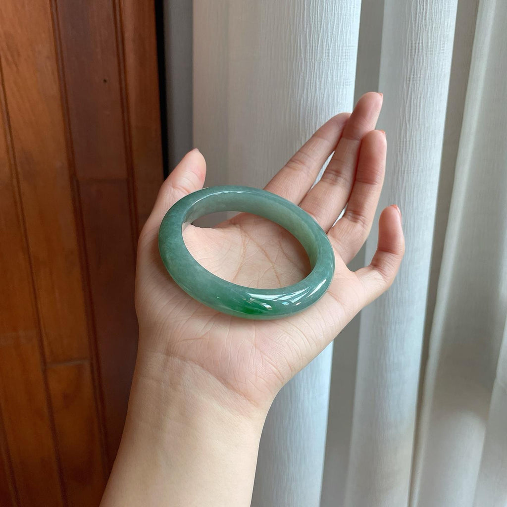 糯冰湖水绿翡翠平安镯（57.2mm）（yc310331）