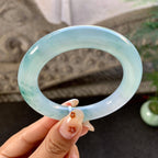糯冰种飘花圆条手镯（53.3mm）（yc264045）